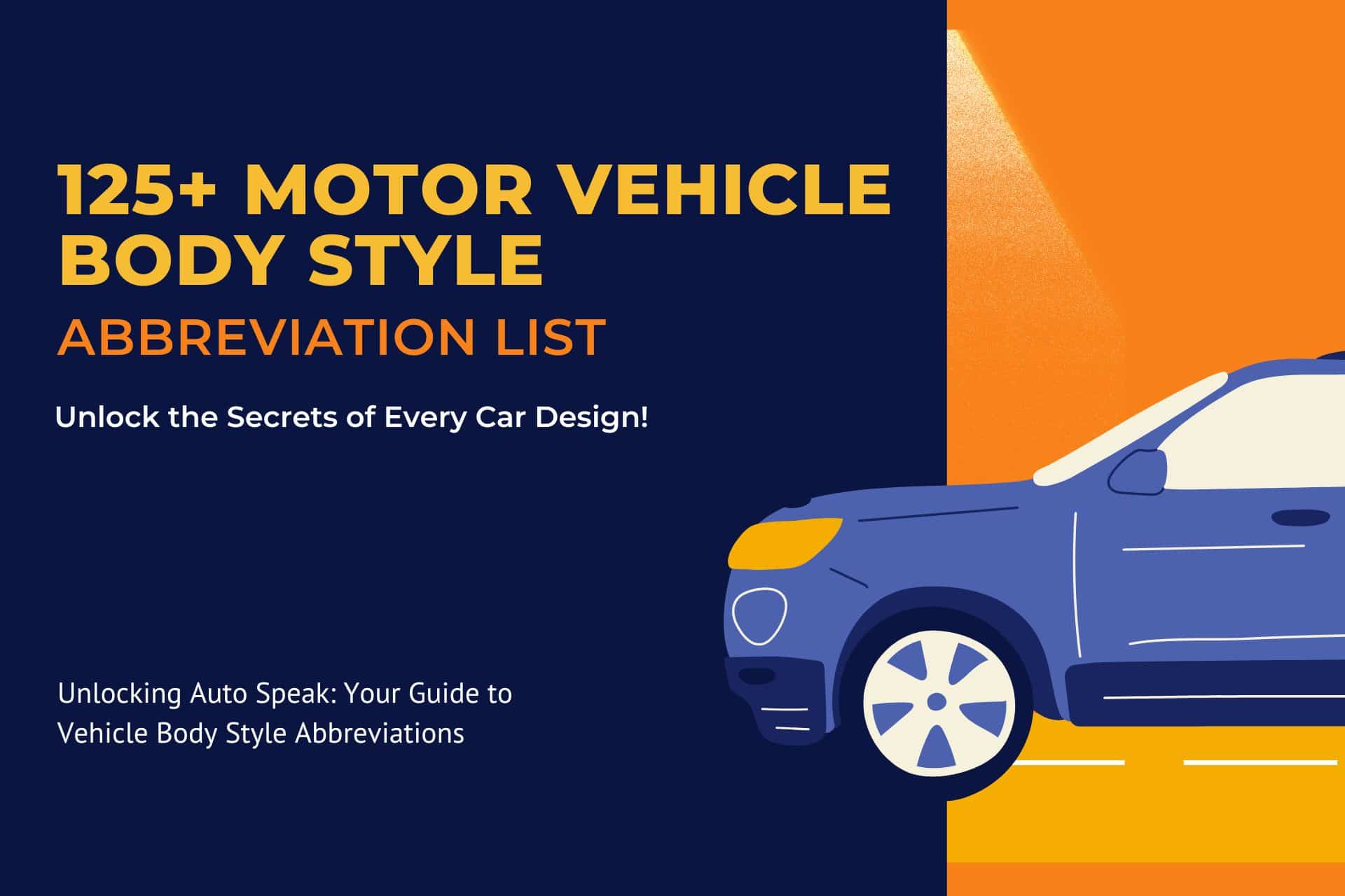 Motor Vehicle Body Style Abbreviations List