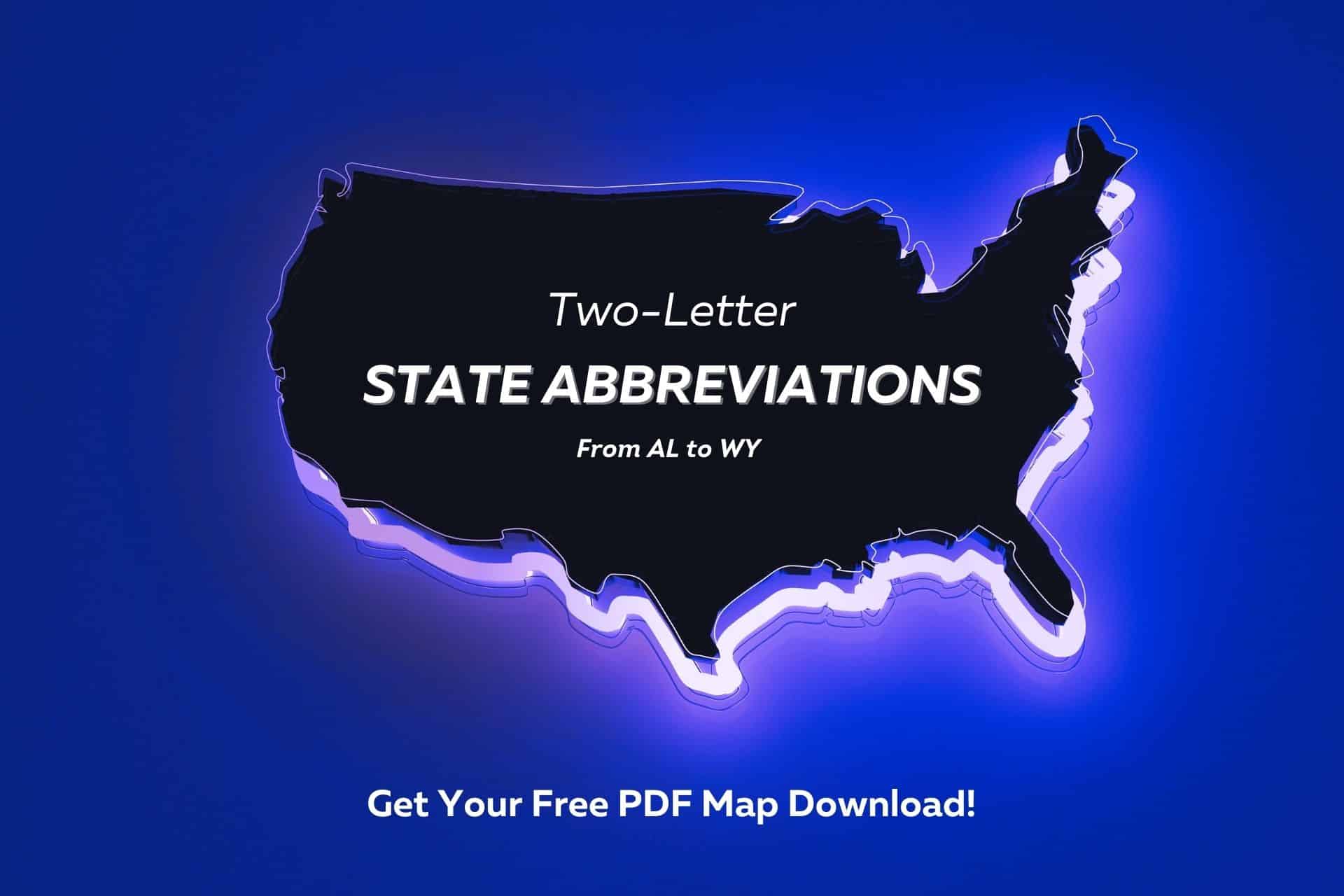 Two-Letter states abbreviations map